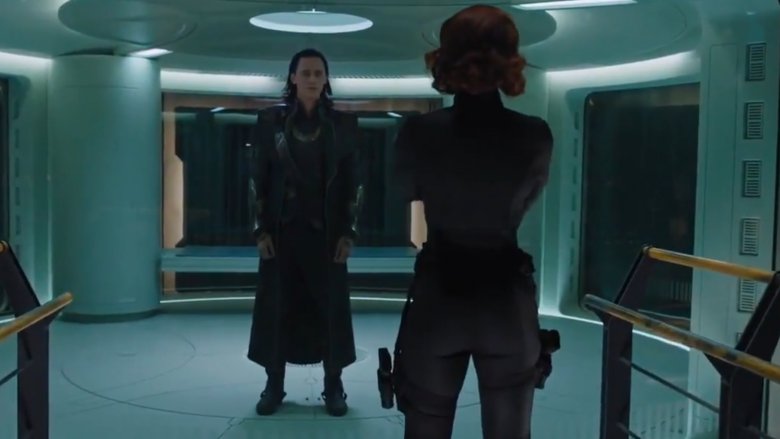 Black Widow interrogating Loki