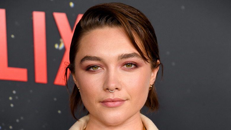 Florence Pugh looking into camera