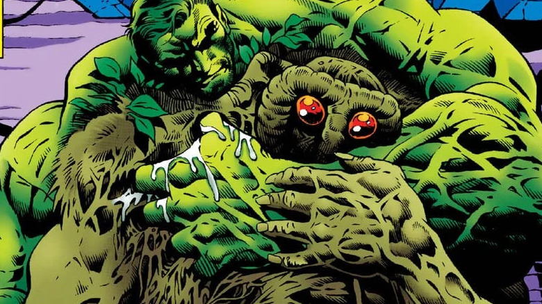 Hulk and Man-Thing fighting