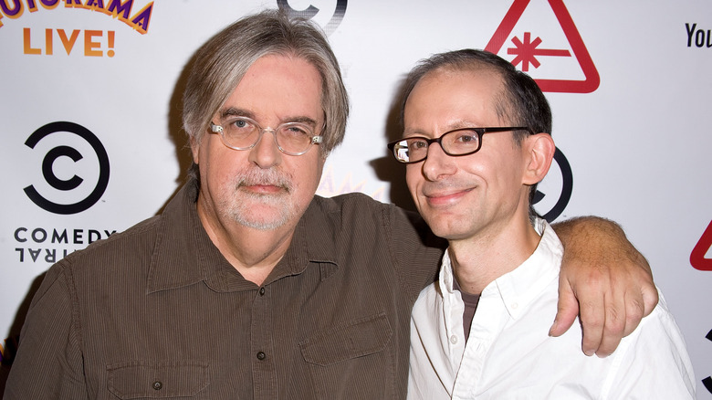 Matt Groening and David X Cohen smiling