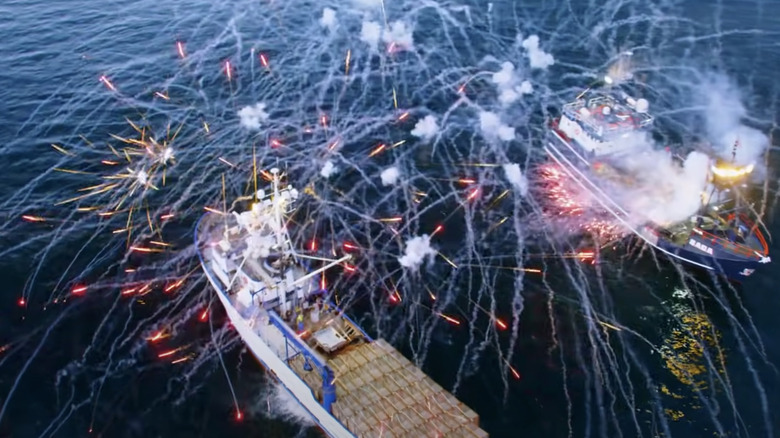 Fishing Vessels setting off fireworks