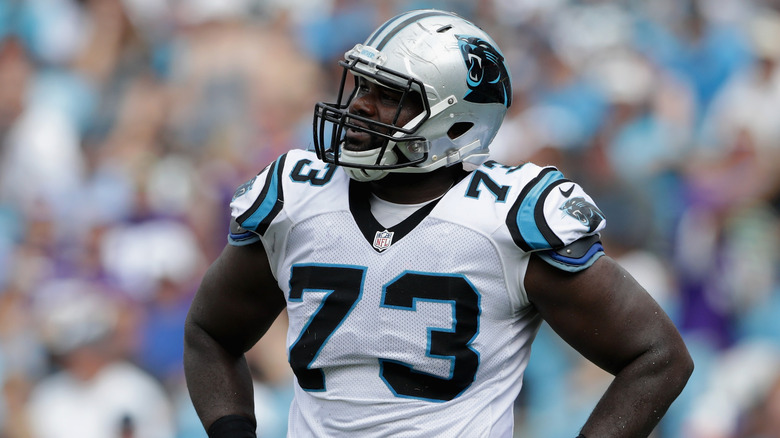 Michael Oher in football suit