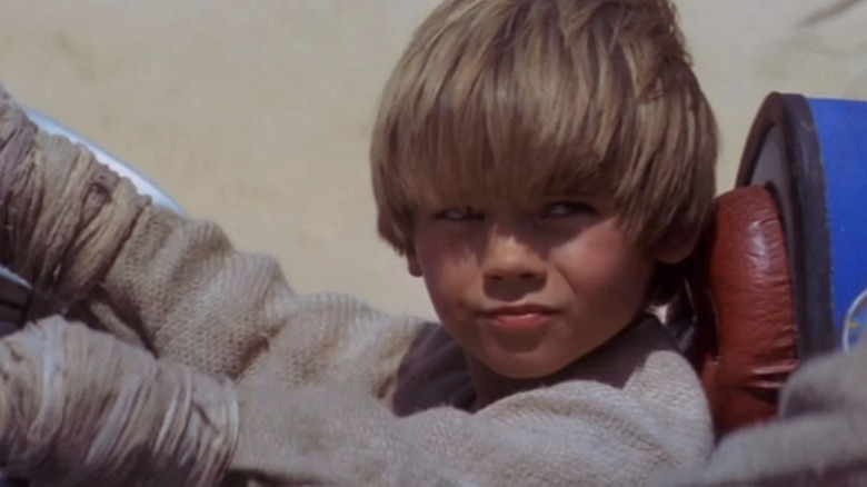 Young Anakin Skywalker piloting