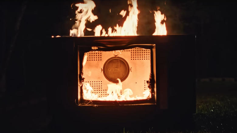 Burning TV set