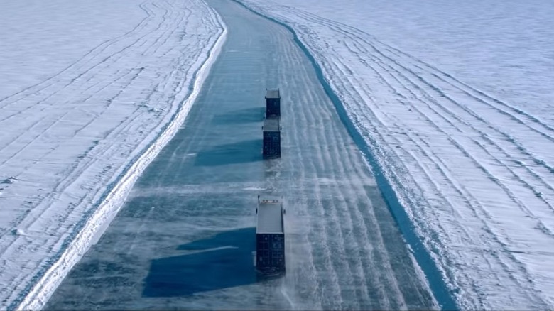 Three trucks in The Ice Road