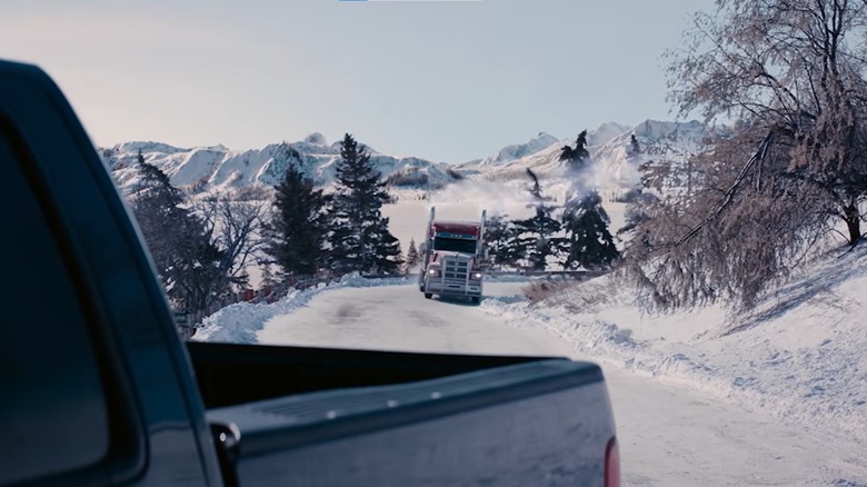 Trucks driving in The Ice Road