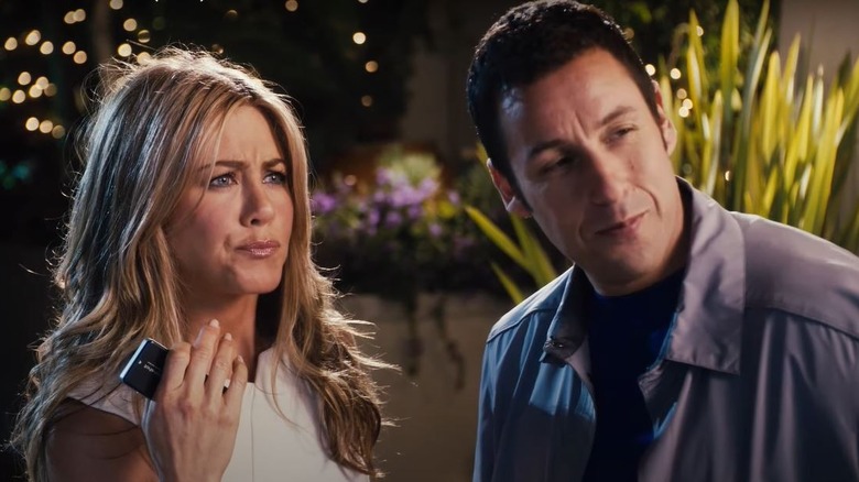 Aniston and Sandler talking