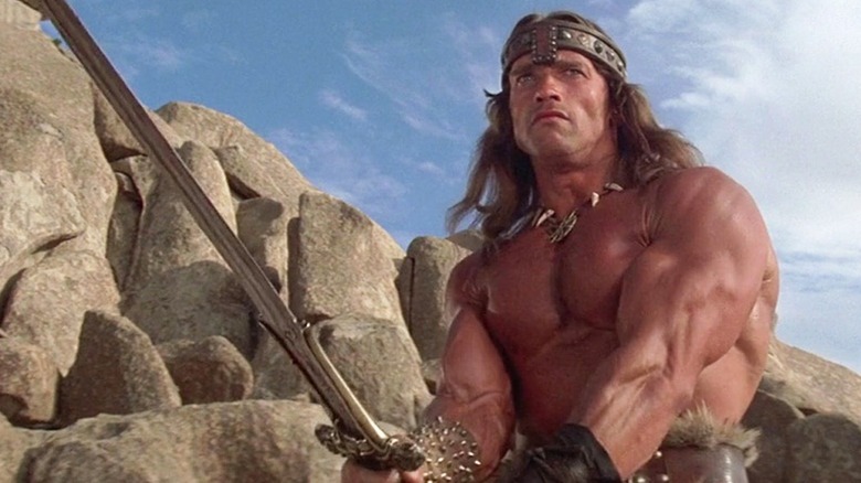 Arnold Schwarzenegger Conan wielding sword