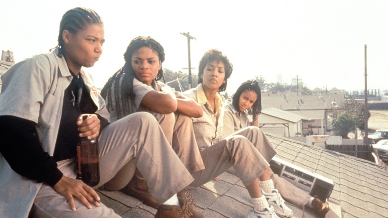 Cleo, T.T., Frankie and Stony sitting atop a roof