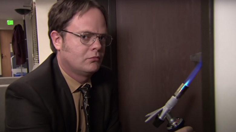 Dwight with blow torch 