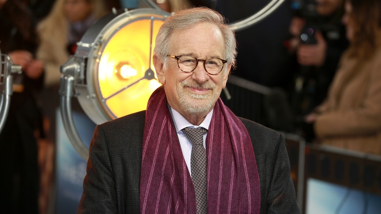 Spielberg in front of a film light