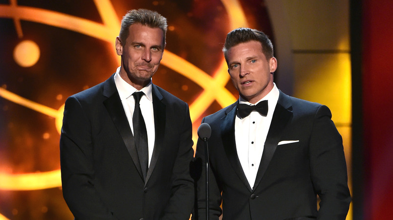 Ingo Rademacher and Steve Burton talking