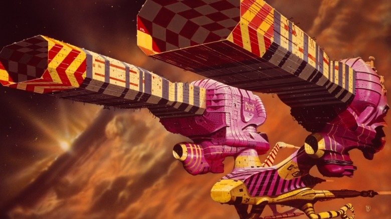 Dual-winged spaceship concept art