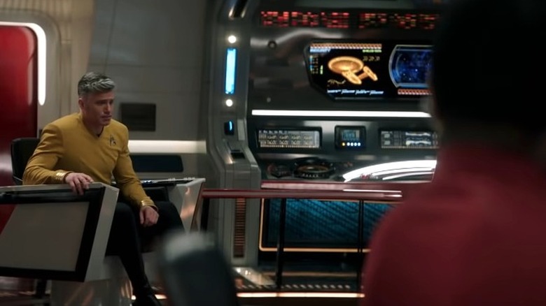 Pike sits on the bridge of USS Enterprise 