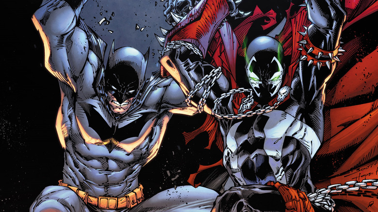 Batman falling next to Spawn