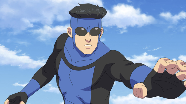 Invincible wearing blue suit in 