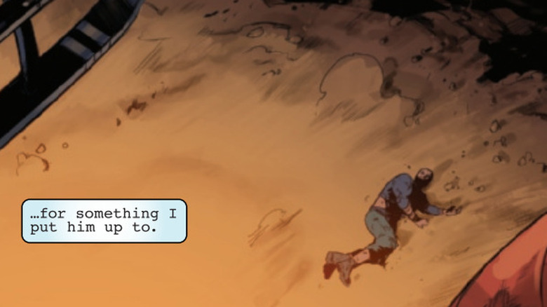 Invincible Iron Man #7's Rhodey lays on the ground