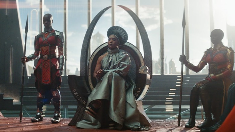 Queen Ramonda and Guards in Black Panther: Wakanda Forever