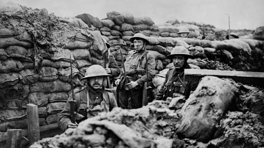 British WWI soldiers in a trench on the Western Front
