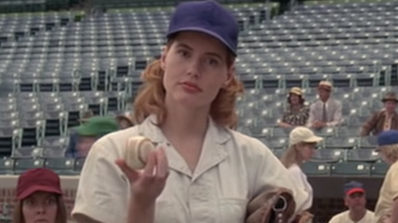 Dottie Hinson holding baseball