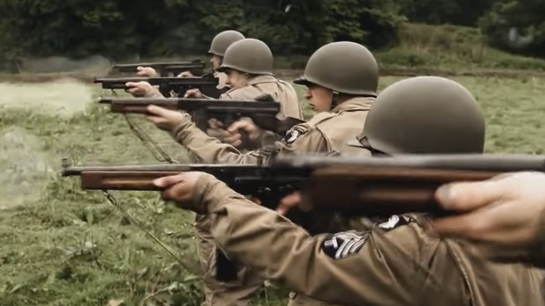 the infantry practicing with rifles