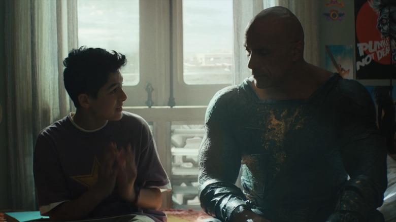 Bodhi Sabongui and Dwayne Johnson in Black Adam