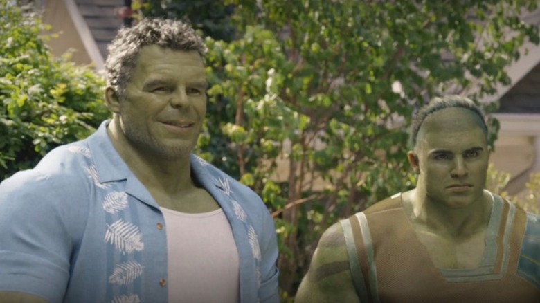 Hulk and Skaar outside