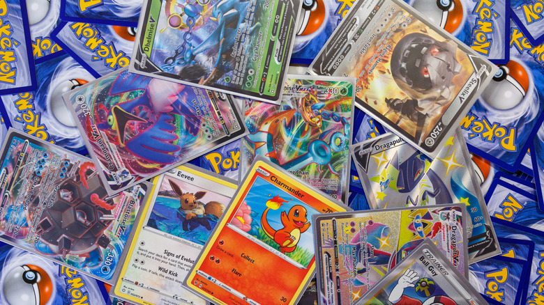 Pile of Pokémon trading cards