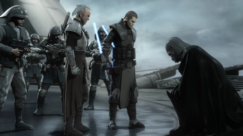 General Kota, Starkiller, and Darth Vader on Kamino