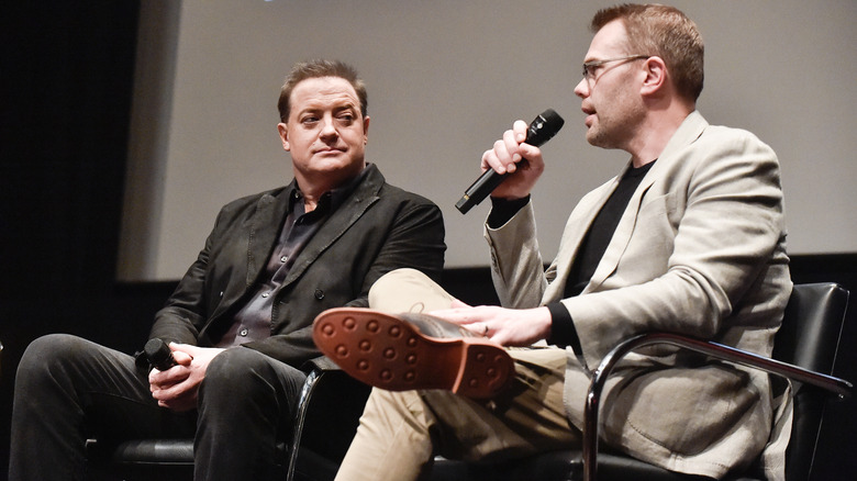 Brendan Fraser and Samuel D. Hunter on stage