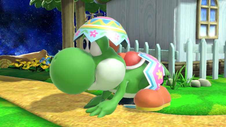 Yoshi half in easter egg shell