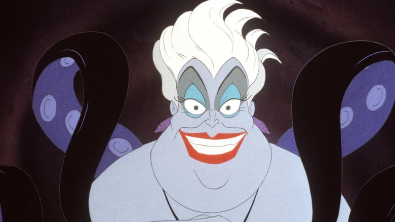 Ursula looking straight ahead with an evil smile in The Little Mermaid (1989)