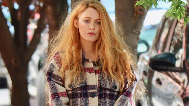 Blake Lively wears flannel button-up