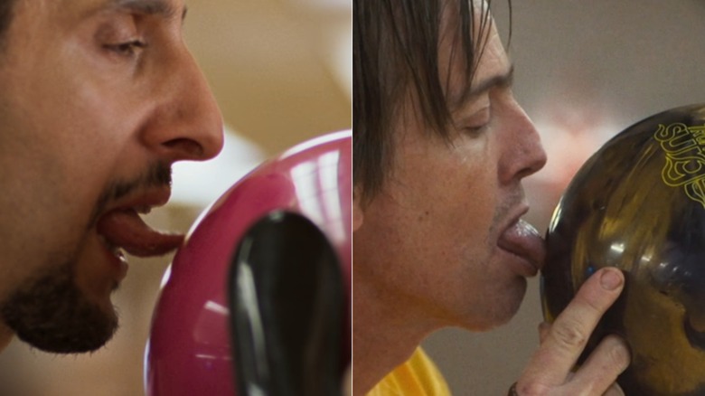 Jesus and Ryan licking bowling balls