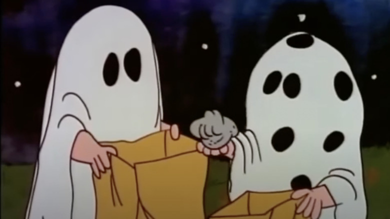 Charlie Brown receives a rock for Halloween