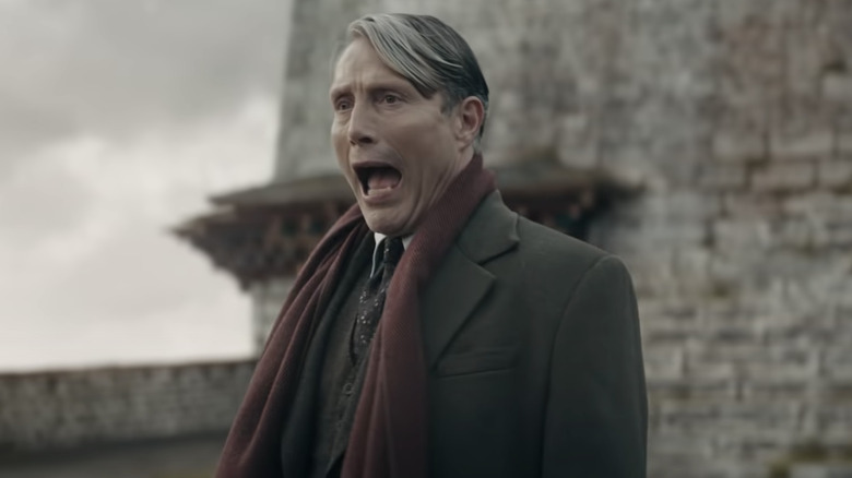 Mads Mikkelsen acting as Gellert Grindelwald in Fantastic Beasts: The Secrets of Dumbledore