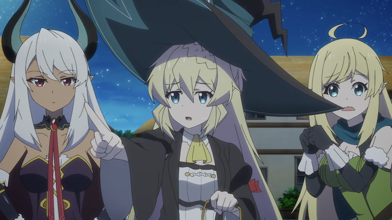 Azusa Aizawa, Beezlebub, and Halkara in witch costumes