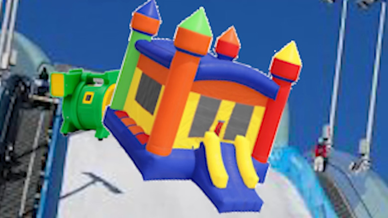 Bounce castle on ski slope graphic