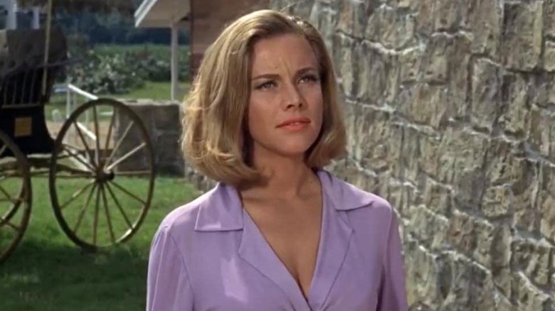 Honor Blackman at stables