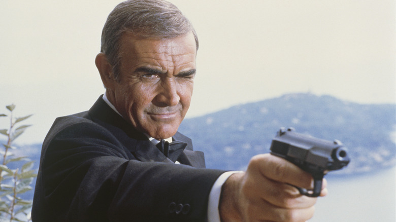 James Bond pointing a gun