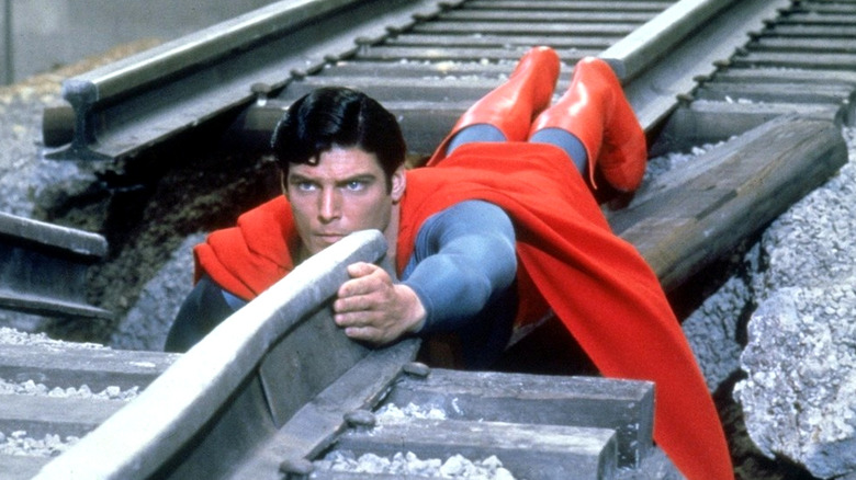 Superman on the railroad tracks