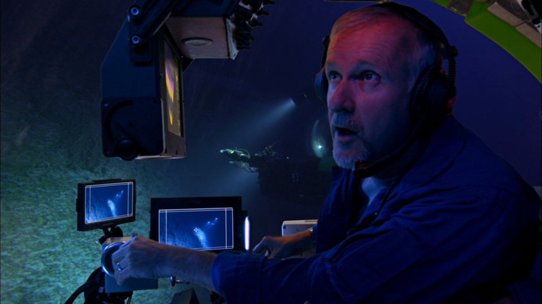 James Cameron in underwater vehicle