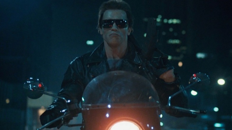 Arnold Schwarzenegger on a motorcycle