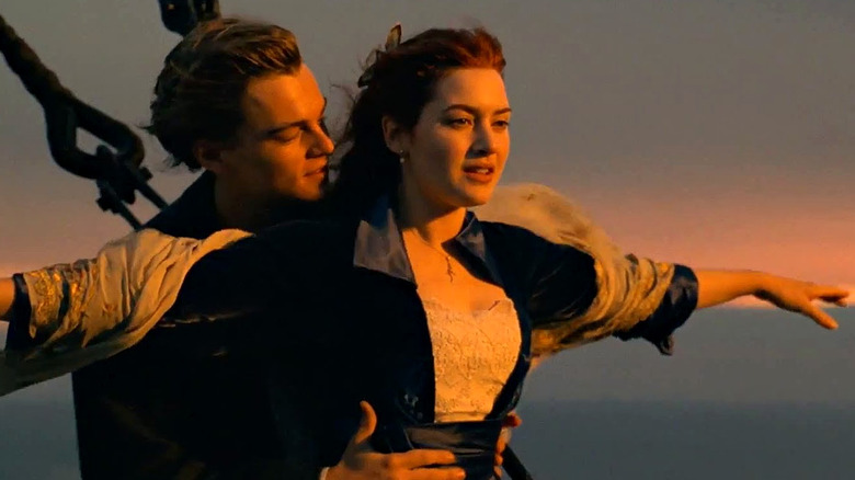 Leonardo DiCaprio stars with Kate Winslet in Titanic