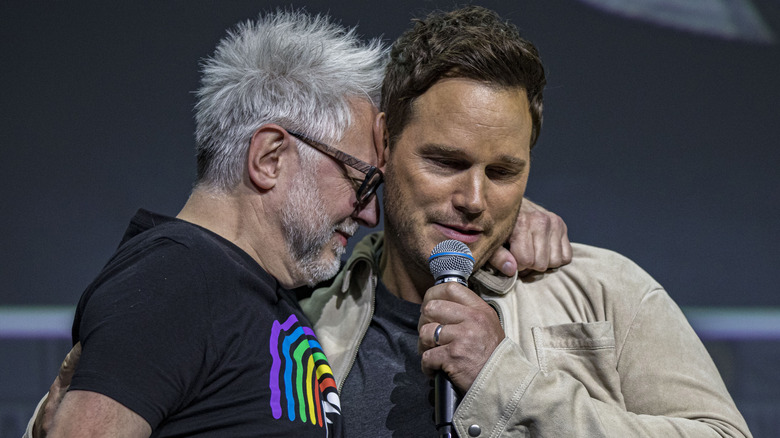 James Gunn hugging Chris Pratt