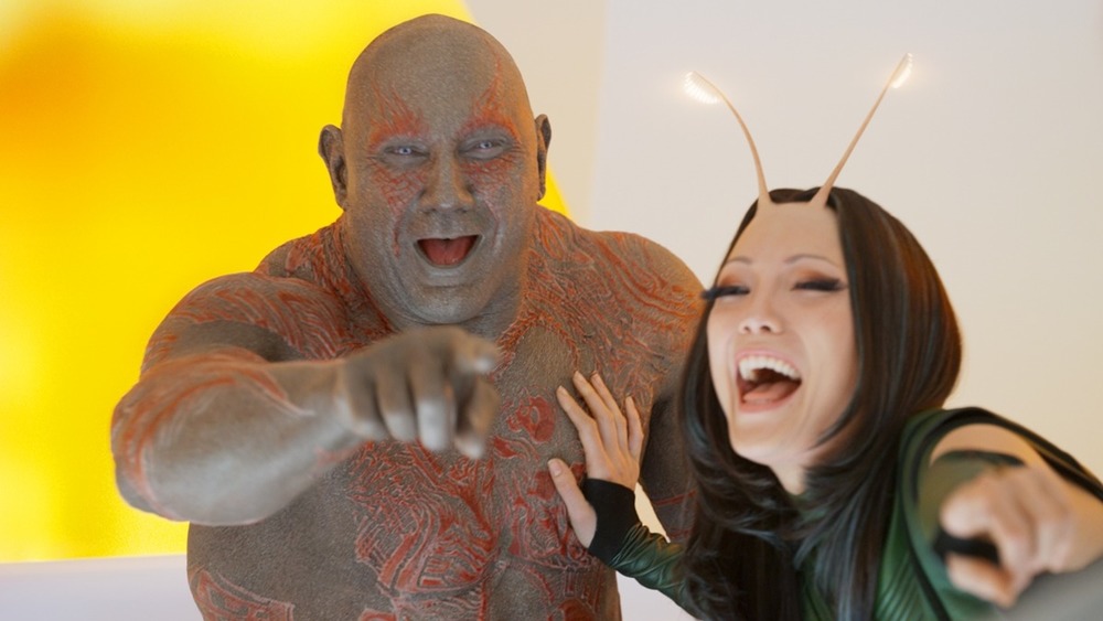 Drax and Mantis laughing