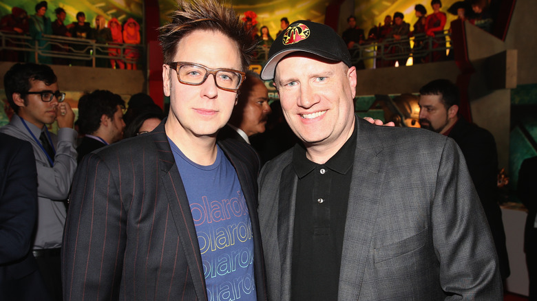 James Gunn and Kevin Feige at premiere