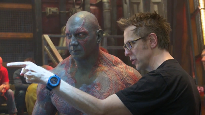 James Gunn directing Dave Bautista