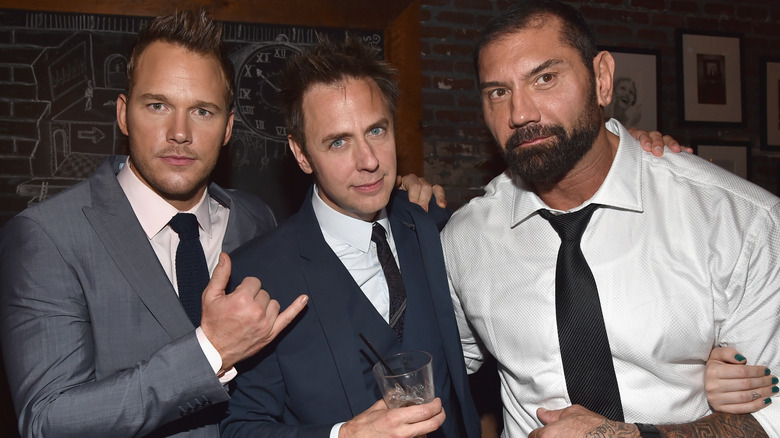 James Gunn, Chris Pratt and Dave Bautista