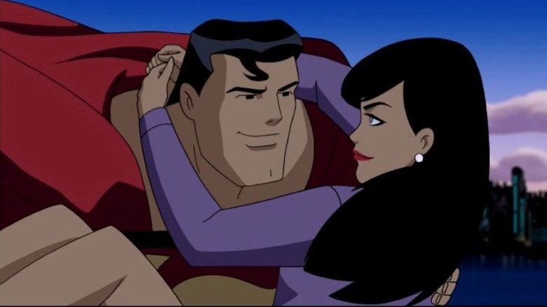 Superman flying with Lois Lane